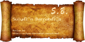 Sulyán Barnabás névjegykártya