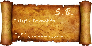 Sulyán Barnabás névjegykártya